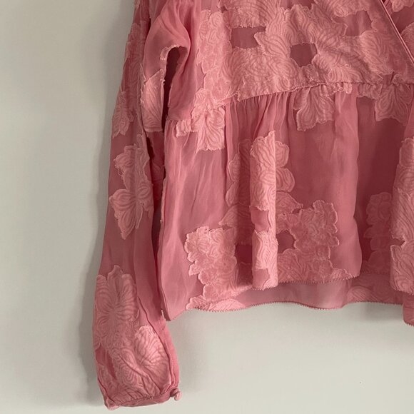 Wilfred Pink Floral Deep V Blouse Size XSmall - Picture 4 of 5